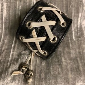 Black leather cuff bracelet